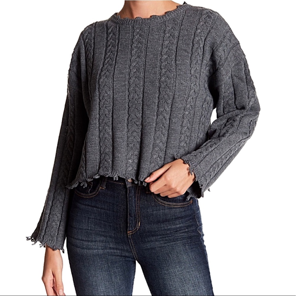 ⭐️Very J Fringe Trim Cropped Sweater - Picture 3 of 5